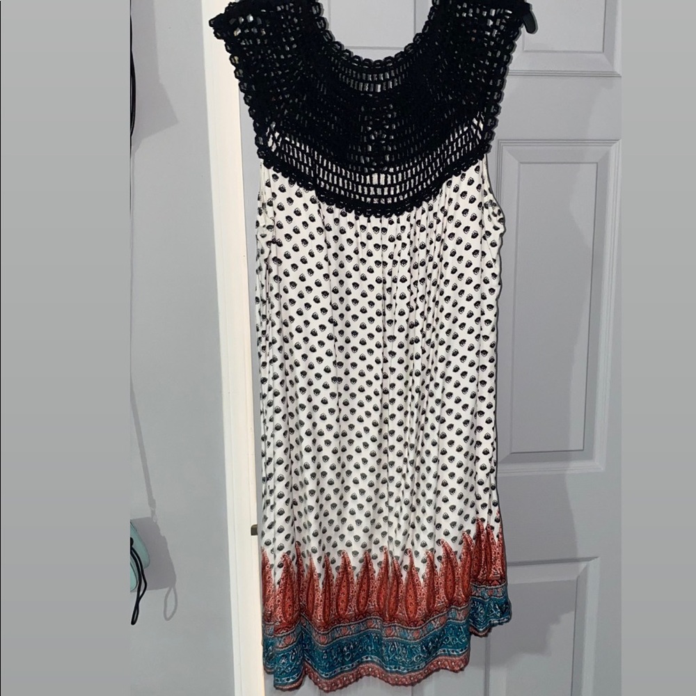 Multicolor black and white dress with netting